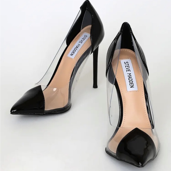 Steve Madden Shoes - Steve Madden-Malibu Black Patent Vinyl Pointed-Toe Pumps size 9